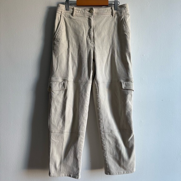 Aritzia Wilfred Free Sz 10 Maeve Cream Neutral Utility Cargo Pants - Picture 2 of 12